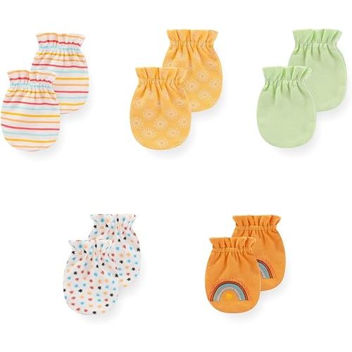 5 Pack Unisex New Born Boy Girls No Scratch Mittens Cotton Soft Baby Gloves Accessory 0-3 Months Baby Essentials