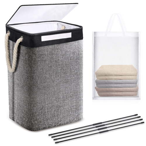 ZIVACATE 75L Laundry Hamper With Lid Clothes Hampers For Laundry With Removable Laundry Bag, Large Foldable Laundry Basket For Bedroom, Bathroom, Dorm, Laundry Room