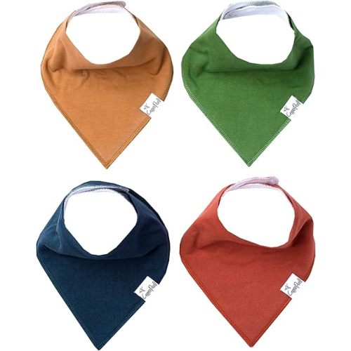 Copper Pearl Baby Bandana Bibs - 4 Pack Soft Cotton Baby Bibs for Drooling and Teething, Absorbent Drool Bibs for Baby Girl and Boy, Adjustable to Fit Newborns to Toddlers, Tons of Styles (Ridge)