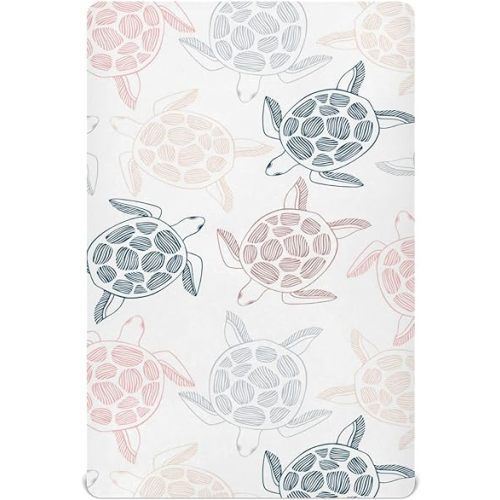 xigua Sea Turtles Fitted Crib Sheet for Girls and Boys, Soft Breathable for Standard Crib & Toddler Bed Mattress, 27 x 39 in