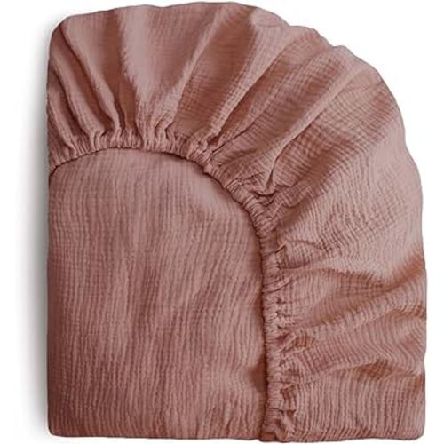 mushie Mini Extra Soft Muslin Fitted Crib Sheet | 24"x 38" (Cedar)