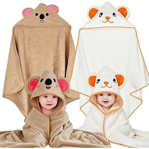 Baby Bath Towels 2 Pack Toddler Towels with Hooded, Soft Thick Hooded Baby Towels, Natural Baby Stuff Towel with Hood for Boy and Girl