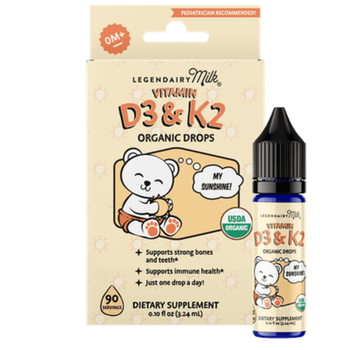 Legendairy Milk Vitamin D3 and K2 Drops, Bone and Teeth Support for Infants, 0.1 fl oz