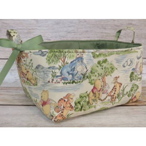 Winnie the Pooh Eeyore Tigger in the Park Toile - XLarge Diaper Caddy - Organizer Bin Basket 2 Dividers - Nursery Decor