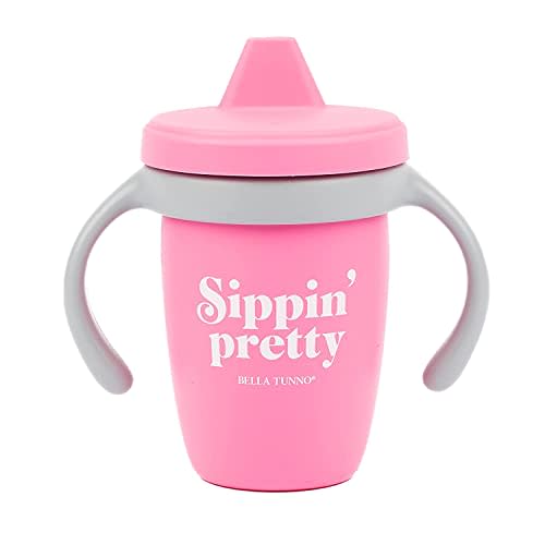 Bella Tunno Happy Sippy Cup – Transition Sippy Cups for Baby 6 Months and Older, Baby and Toddler Sippy Cups with Removable Handles and Non-Toxic, BPA Free Silicone, Sippin Pretty, 8 oz