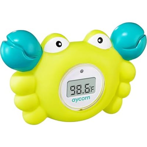 Aycorn Digital Baby Bath Thermometer - Fahrenheit Bath Thermometer Baby Safety - Water & Room Thermometer with LED Display and Temperature Warning - Infant Baby Bath Toys Floating Toy Thermometer