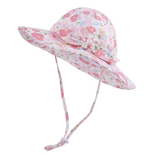 Penkiiy UPF 50+ Kids Sun Hat with Adjustable Chin Strap - Cotton Baby Fisherman Hat for Summer Outdoor, UV Protection & Bow Design 3-5 Years Multicolor