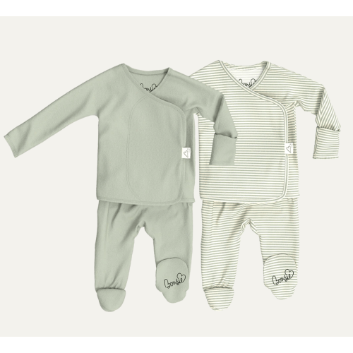 Baby Bundle Footie - Avocado + Mint Twist – Bonsie Skin to Skin Babywear