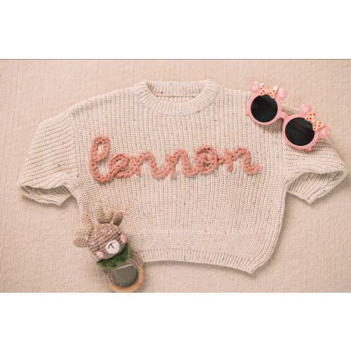 Personalized Baby Girl's Sweater with Hand-Embroidered Name and Monogram - A Heartwarming Christmas Gift from Aunt