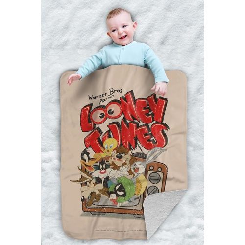 Looney Tunes Saturday Mornings Sherpa Baby Blanket, Warm Soft Cozy, Unisex for Infants Girls & Boys 30"X40"