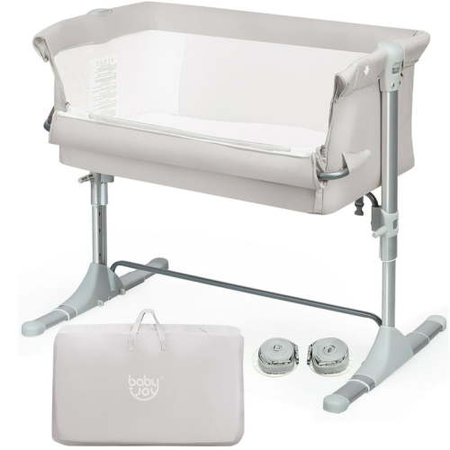 Free Shipping! Costway Bassinet Bed Side Crib Infant Sleeper Breathable Mesh with Carrying Bag Beige