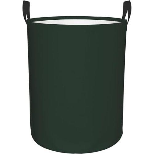 Large Laundry Hamper Bag, Dark Forest Green Laundry Basket Collapsible Waterproof Storage Basket for College Dorm, Family Essentials