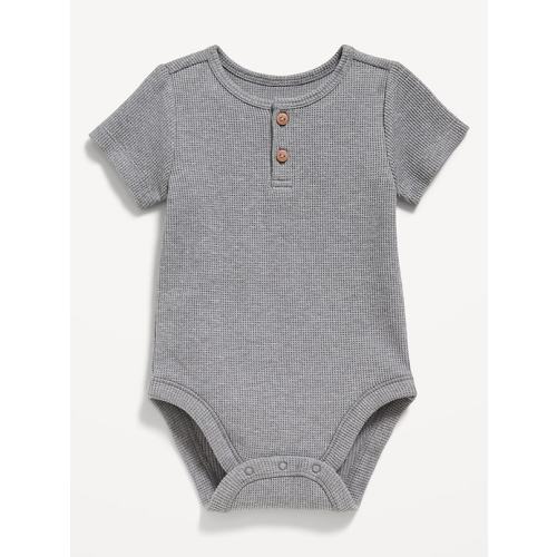 Unisex Thermal-Knit Henley Bodysuit for Baby