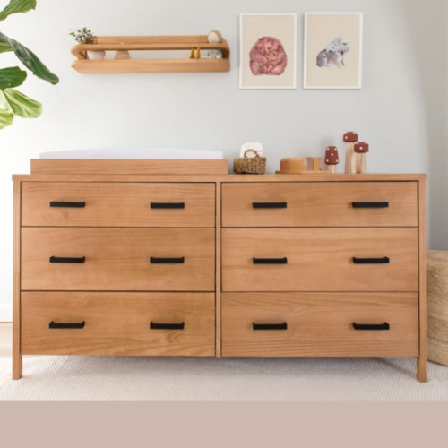Cali 6 Drawer Dresser in Hazelnut - Metal Pulls