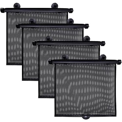 EcoNour Car Window Shades (4 Pack) | Retractable Roller Sunshade for Kids | Baby Window Shades for Offers Impeccable Sun Protection | Curtain Shades for Privacy Blackout | 15"x17"