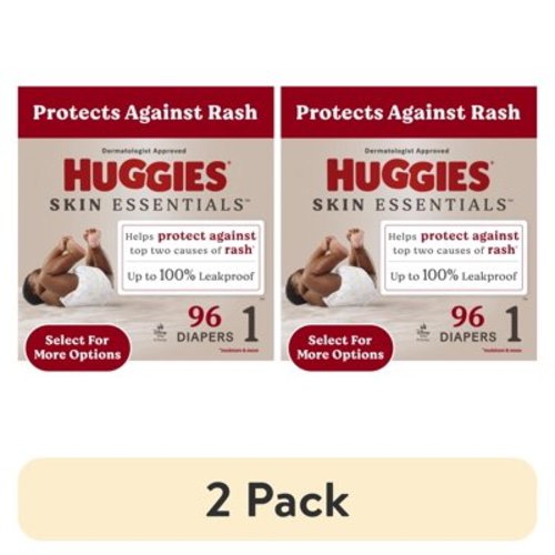 (2 pack) Huggies Skin Essentials Baby Diapers, Size 1 (8-14 lbs), 96 Ct (Select for More Options)