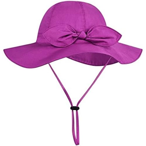 Baby Girl Sun Hat with UPF 50+ Outdoor Adjustable Beach Hat with Wide Brim Bucket Hats