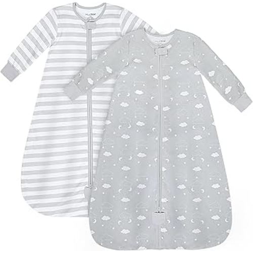 Mama Cheetah Baby Sleep Sack with Sleeves, 0.5 TOG Organic Cotton Wearable Blanket and Two-Way Zipper, Swaddle Transition Long Sleeve Sleeping Bag for Newborn Infant Toddler, 6-12 Months