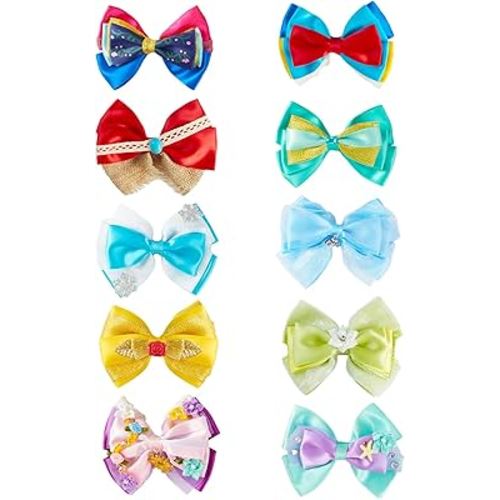 10pcs Princess Hair Bow Clips 4 Inch Women Girls Hair Accessories Party Gift Set