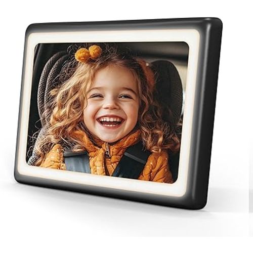 Baby Car Mirror with Light 1-PACK, 7 RGB Colors, 360° Adjustable Rear Facing Car Seat Mirror, Wide Clear View & Shatterproof Safety for Infant Newborn Toddler with Remote for Universal Car