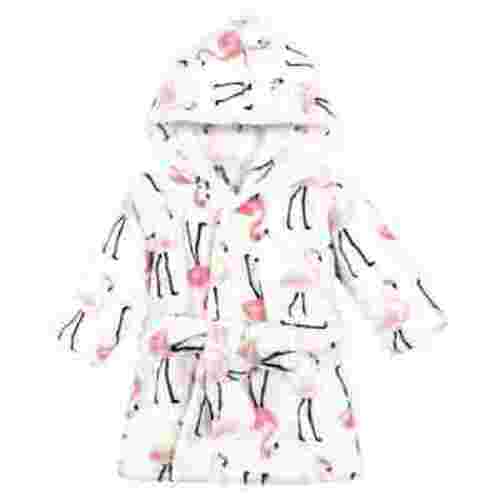 Hudson Baby Unisex Baby Plush Animal Face Bathrobe, Flamingo, 0-9 Months
