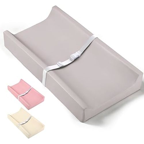 Mallify Baby Changing Pad, Waterproof & Wipeable Vegan Leather Diaper Changing Mat, Thick Soft & Non-Slip Changing Pad for Dresser, Changing Table (Grey)