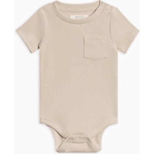 Organic Cotton Dana Ribbed Short Sleeve Pocket Bodysuit, 12-18M