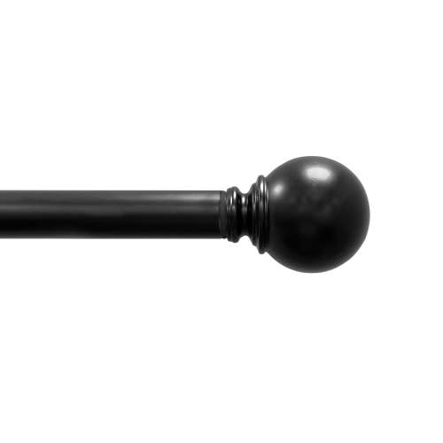 Mainstays 1" Black Ball Adjustable Single Curtain Rod, 30-84"