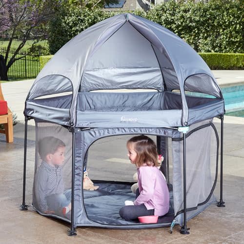 hiccapop 53” PlayPod Outdoor Baby Playpen for Baby with Canopy, Deluxe Portable Playpen for Babies and Toddlers with Dome