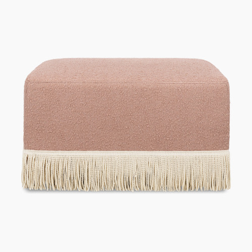 Namesake Crawford Gliding Ottoman - Rose Boucle With Ivory Tassel Fringe
