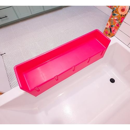 Tub Topper® Bathtub Splash Guard Play Shelf Area - Toy Tray Caddy Holder Storage - Suction Cups Attach to Bath Tub - No Mess Water Spill in Bathroom - Fun for Toddlers Kids Baby (Pink)