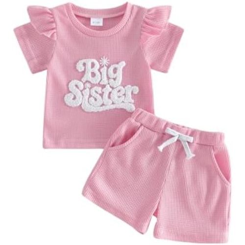 Seyurigaoka Toddler Baby Sister Brother Matching Outfits Summer Clothes Big&Little Sis Bro Short Sleeve T-Shirt Shorts Set
