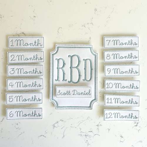 Custom Embroidered Baby Milestone Cards, Monogram Milestone Cards, Baby Shower Gift, Baby Nursery Decor