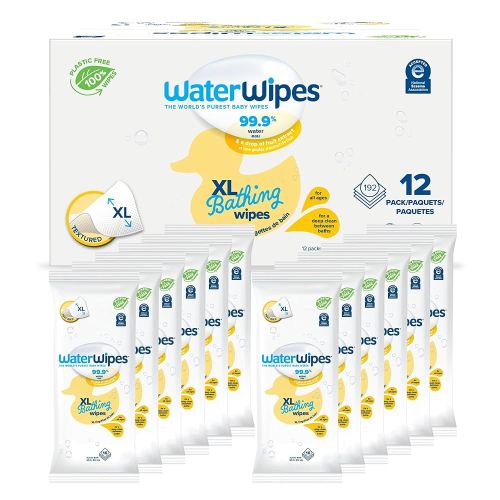 WaterWipes Sensitive+ Bathing Wipes, 3-In-1 Cleans, Cares, Protects, 99.9% Water, Unscented & Hypoallergenic, 192 Count (12 Packs)