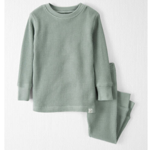 Baby Waffle Knit Pajamas Set Made with Organic Cotton - Sage