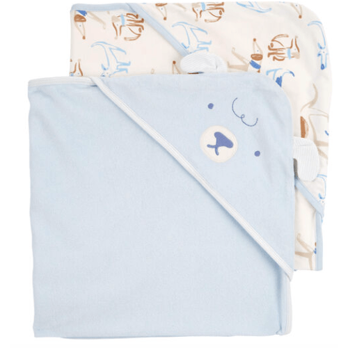 Carter’s Blue/Ivory Baby 2-Pack Hooded Baby Towels