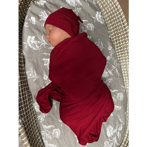 Baby Swaddle & Hat Set: Crimson
