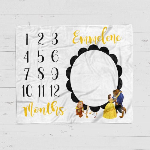 Personalized Baby Milestone Blanket - Beauty and the Beast | The Blanket Loft