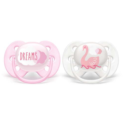 Philips Avent Ultra Soft Pacifier, 0-6 Months, Dreams and Swan Designs, 2 Pack, SCF222/02