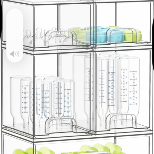 SpaceAid Bottle Storage Organizer Baby - Acrylic Bottles Station Organizer Container, Stackable Clear Drawers for Countertop, Vanity, Bathroom, Cabinet, Pantry Organization, 5 Pack, 2S2M1L, 15.4" H