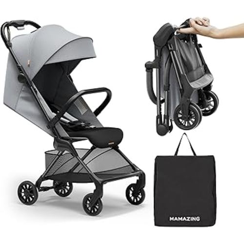 Lightweight Baby Strollers for Airplane, Ultra-Compact Travel Stroller, Light & Strong Portable Toddler Stroller with Carbon Fiber Frame and UPF 50+ Waterproof Fabric, Only 9.9 lbs, Grey