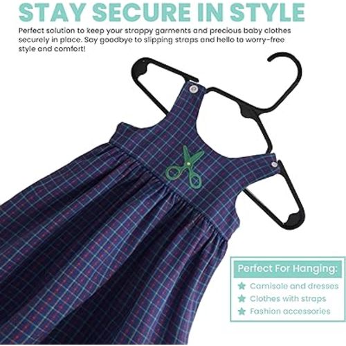 Sharpty Kids Plastic Hangers, Children's Hangers for Baby, Toddler, and Child Clothes - Everyday Standard Use - Ideal for Boys and Girls Closet, Clothing, Pants, Coats, and More - Black, 20 Pack