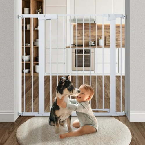 Baby Safety Gate, Caveen 36" Tall, 29.5-40.6" for Stairs and Doorway,Pressure Mount Baby Gate for Ages 6 to 36 Months, White