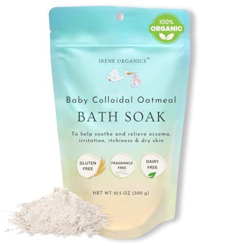 Oatmeal Baby Bath Powder for Eczema by Irene Organics - Colloidal Oatmeal for Soothing Treatment of Eczema, Diaper Rash, Dry Skin, Itching and Irritation - Moisturize and Sooth Baby and Toddler Skin
