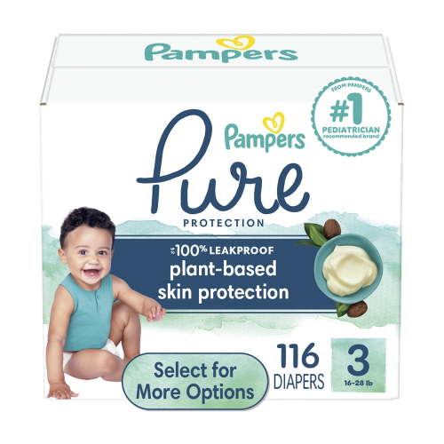 Pampers Pure Protection Diapers, Size 3, 116 Count - Hypoallergenic, Shea Butter Enriched, 12 Hour Leakage Protection