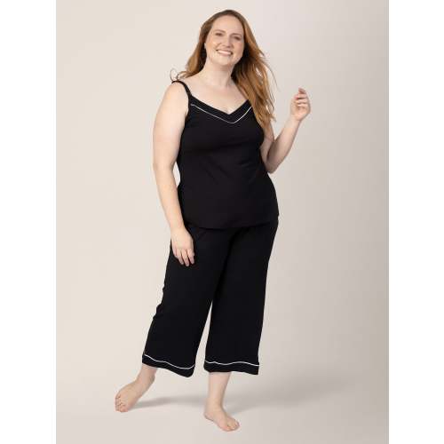 Clea Bamboo Nursing Tank & Capri Pajama Set | Black - Kindred Bravely