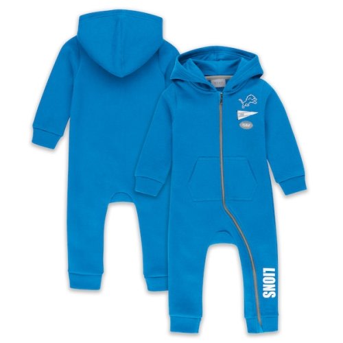 Infant & Newborn Detroit Lions WEAR by Erin Andrews Blue Hooded Fleece Full-Zip Coverall