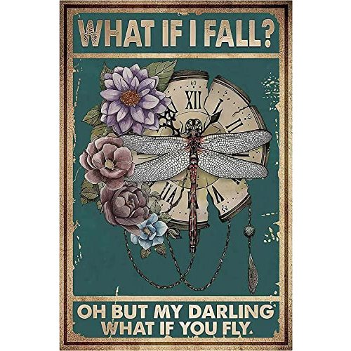 Bestylez Cottagecore Gifts Dark Vintage Cottagecore Wall Decor - Fall Decor - Cottagecore Home Forest Room Bedroom Kitchen Decor - What If I Fall Sign, 12 x 8 Inch (954)