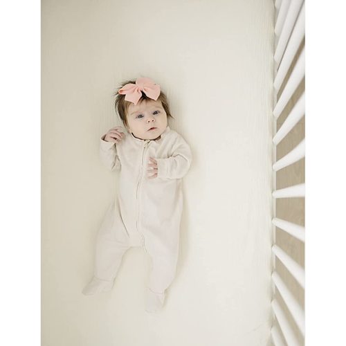 Konssy Muslin Fitted Crib Sheets for Standard Crib Mattress, Color: Cream
