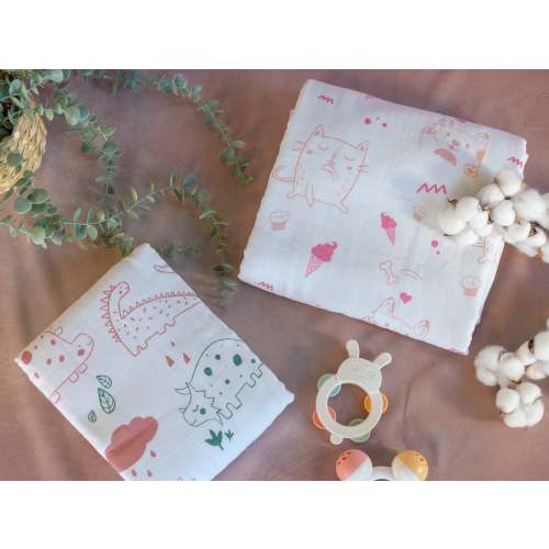 Organic Cotton Interlock Crib Sheet - Dinos - Animal Collection